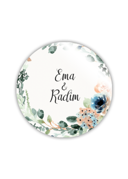 Svadobná magnetka s menami novomanželov - Watercolor floral